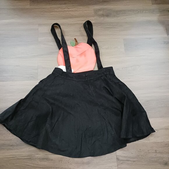 RARE Unique Vintage Black & Orange Jack-O-Lantern Pinafore Coverall Dress 14 - Picture 6 of 7